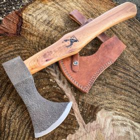 High Carbon Steel Outdoor Camping HATCHET TOMAHAWK AXE w Brown Wood Handle