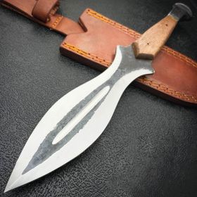 13" Hand Forged Railroad Spike Carbon Hunting Leaf Hunter Knife Fixed Blade Wood