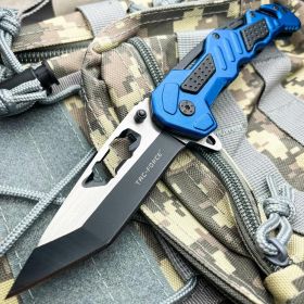 8.25" Tac- Force Blue MILITARY TANTO Rescue Spring Open Assisted Pocket Knife
