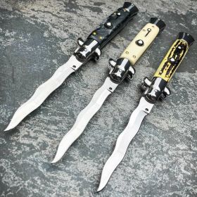 8.75" Italian Stiletto Switch Kris Blade Pocket Knife