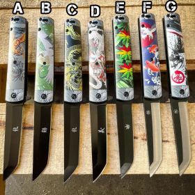 8" Tanto Japanese Style Katana Dragon Spring Assisted Folding Pocket Knife Blade