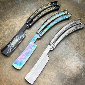 The Barber Balisong Butterfly Knife Straight Razor
