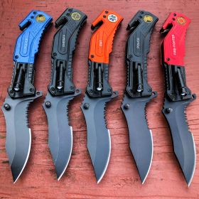 8" Military Tactical Rescue LED Light Folding Spring OPEN Assisted Pocket Knife