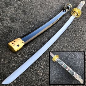 40" Gold Dragon SAMURAI NINJA Bushido KATANA Japanese Sword Tsuba Steel Blade