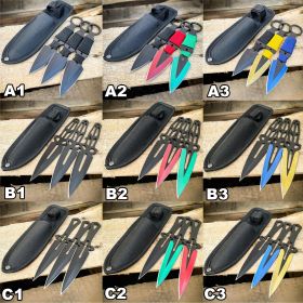 3 PC 6.5" Tactical Ninja Hunting Combat Naruto Kunai Throwing Knife + Sheath