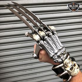 17" Wolverine Claw & Skull Skeleton Knife Dagger w/ Handle Fixed Blade