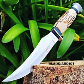 9" FIXED BLADE Bone Hunting Skinner Knife w/ Sheath