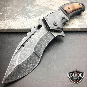 9" MTECH SPRING ASSISTED OPEN STONEWASH Folding POCKET KNIFE Steampunk
