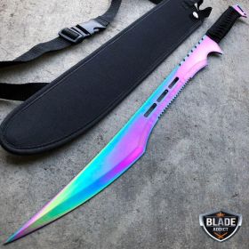 27" Rainbow Full Tang Blade Machete Tactical Katana Ninja Sword